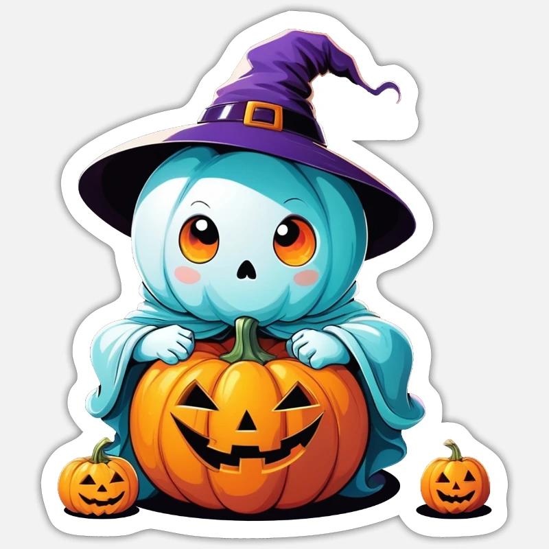 Fantôme de sorcière - Sticker taille S (10 x 10 cm) - blanc mat