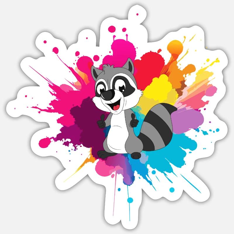 Waschbär - Sticker Größe S (10 x 10 cm) - Mattweiß
