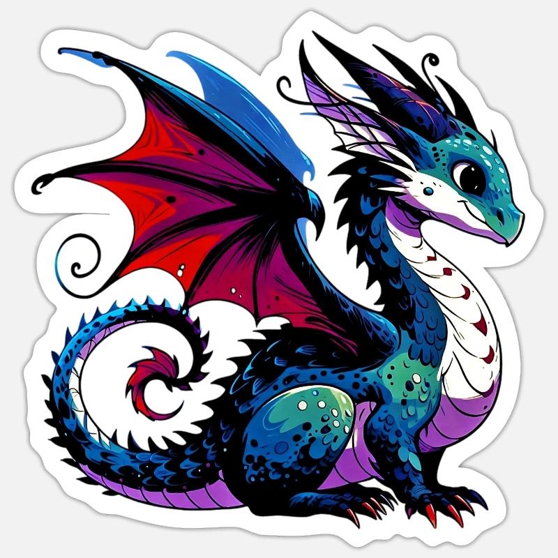 Drache - Sticker Größe S (10 x 10 cm) - Mattweiß