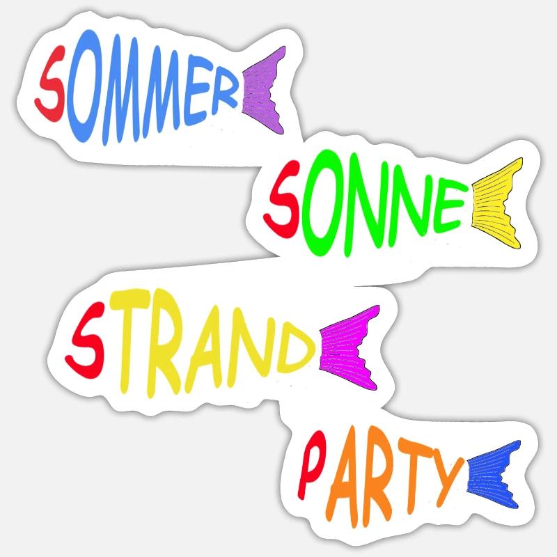 Soleil d’été Plage Poisson Sticker taille S (10 x 10 cm)