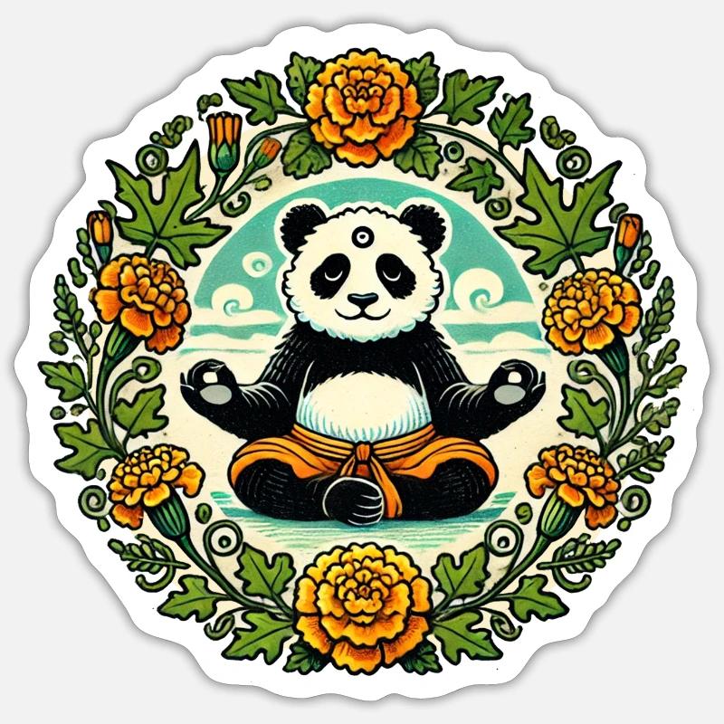 Zen Panda Bear - Sticker size S (10 x 10 cm) - white matte