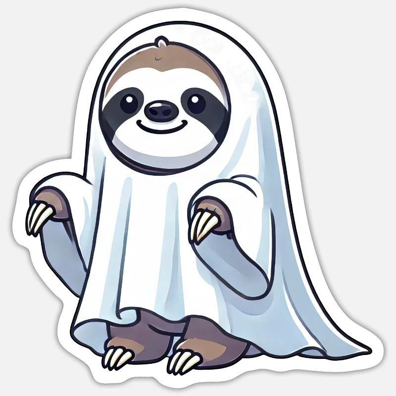 Cute Halloween Sloth Ghost Cartoon Ghost Sticker size S (10 x 10 cm)