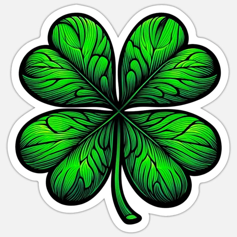 Vierblättriges Kleeblatt - Sticker Größe S (10 x 10 cm) - Mattweiß