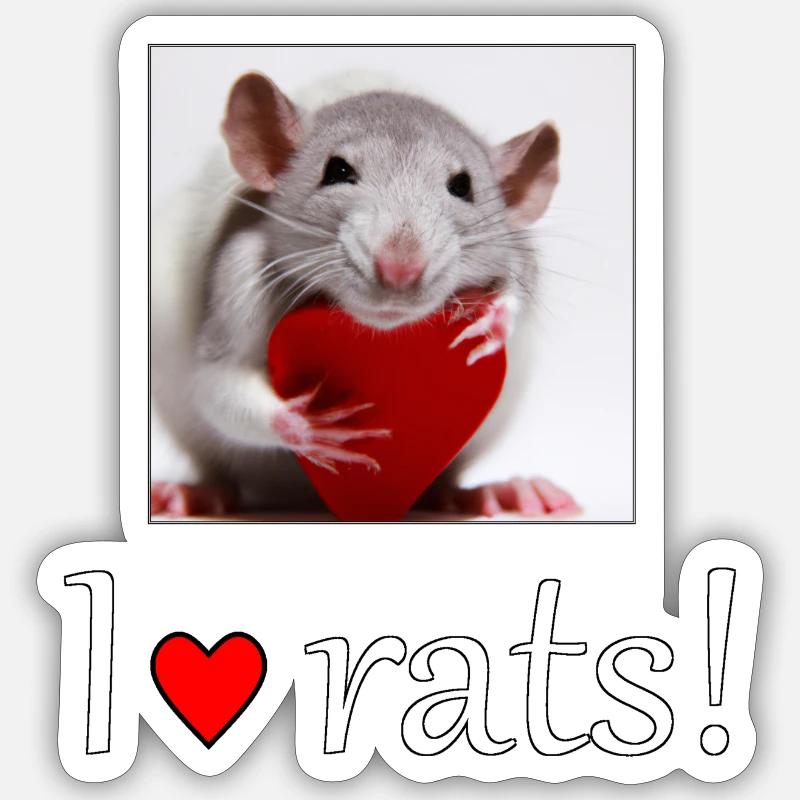 Ratte mit Herz Sticker Größe S (10 x 10 cm)