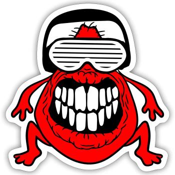 DJ Horreur Monstre Alien Alien Musique de fête - Sticker taille S (10 x 10 cm) - blanc mat - Devant