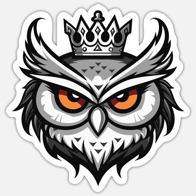 Couronne de hibou - Sticker taille S (10 x 10 cm) - blanc mat