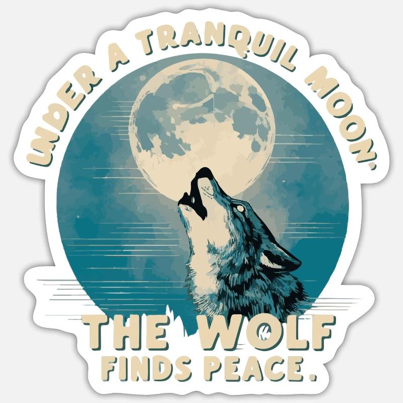 Under a Tranquil Moon: Lone Wolf Howling Sticker taille S (10 x 10 cm)