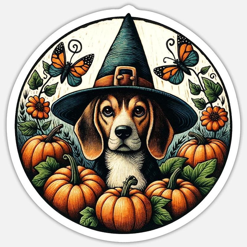 Halloween Beagle - Sticker size S (10 x 10 cm) - white matte