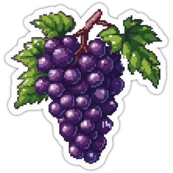 Grapes Pixel Icon - Sticker size S (10 x 10 cm) - white matte - Front