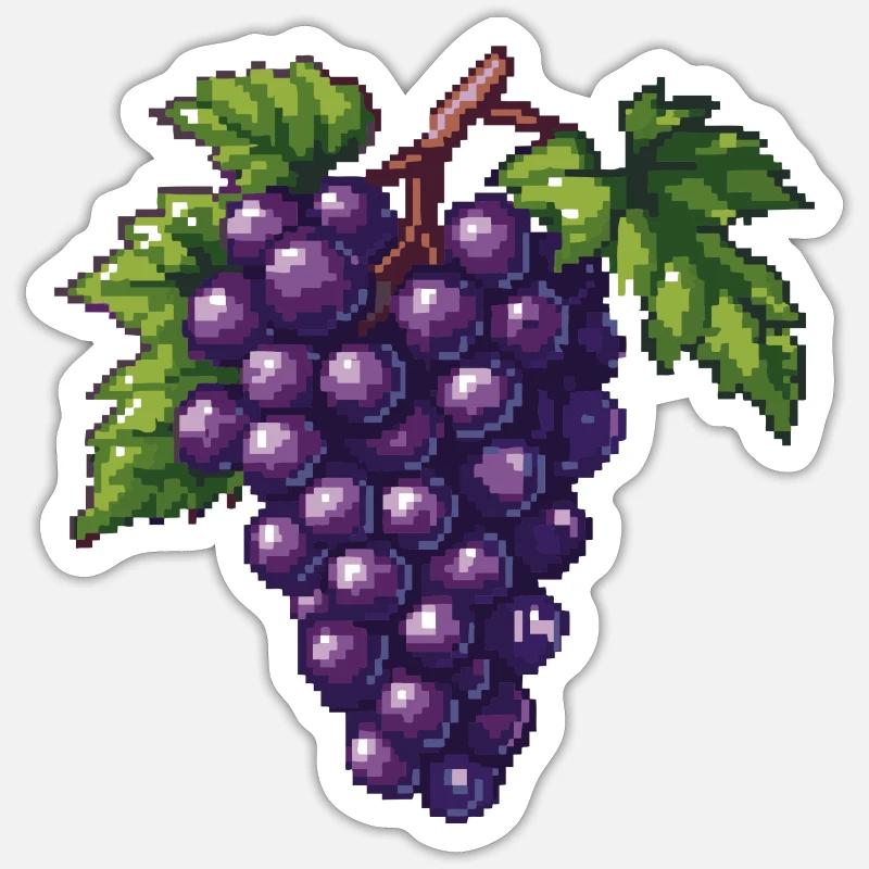 Weintrauben Pixel Symbol - Sticker Größe S (10 x 10 cm) - Mattweiß