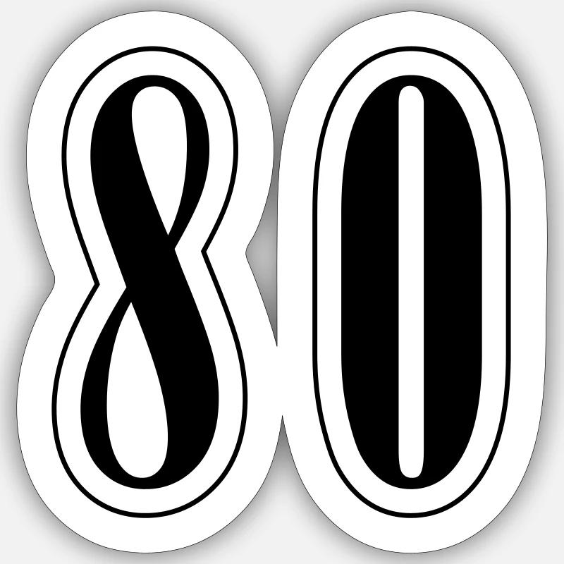 80 Number Symbol - Sticker size S (10 x 10 cm) - white matte
