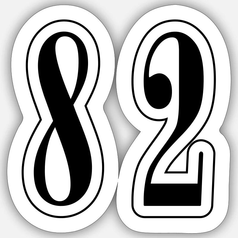 82 Number Symbol - Sticker size S (10 x 10 cm) - white matte