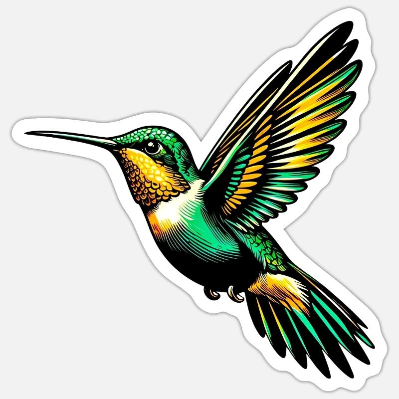 Colibri - Sticker taille S (10 x 10 cm) - blanc mat