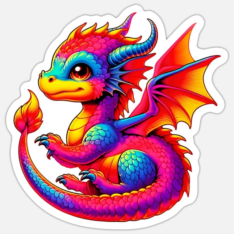Drache - Sticker Größe S (10 x 10 cm) - Mattweiß