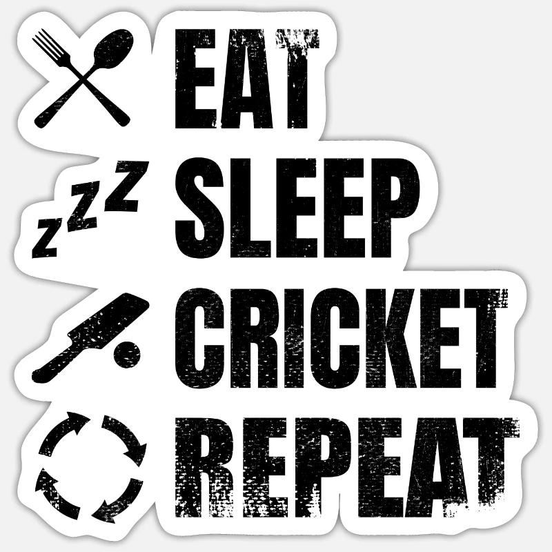 Manger dormir cricket répéter - Sticker taille S (10 x 10 cm) - blanc mat
