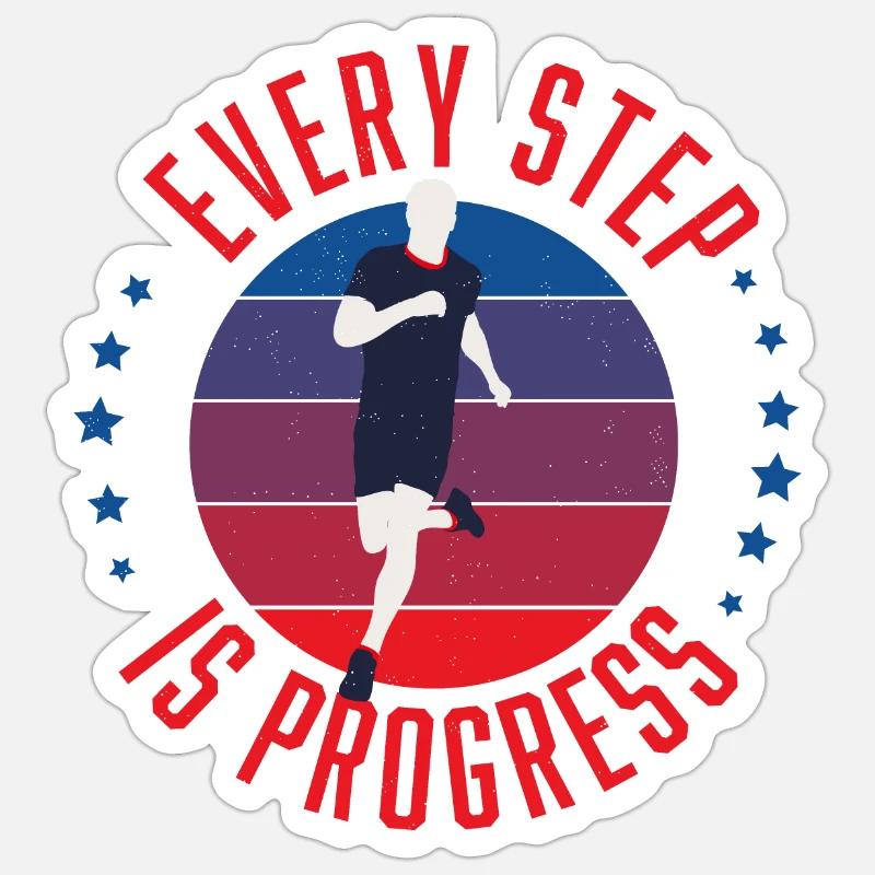 Runner Every Step is Progress - Sticker Größe S (10 x 10 cm) - Mattweiß