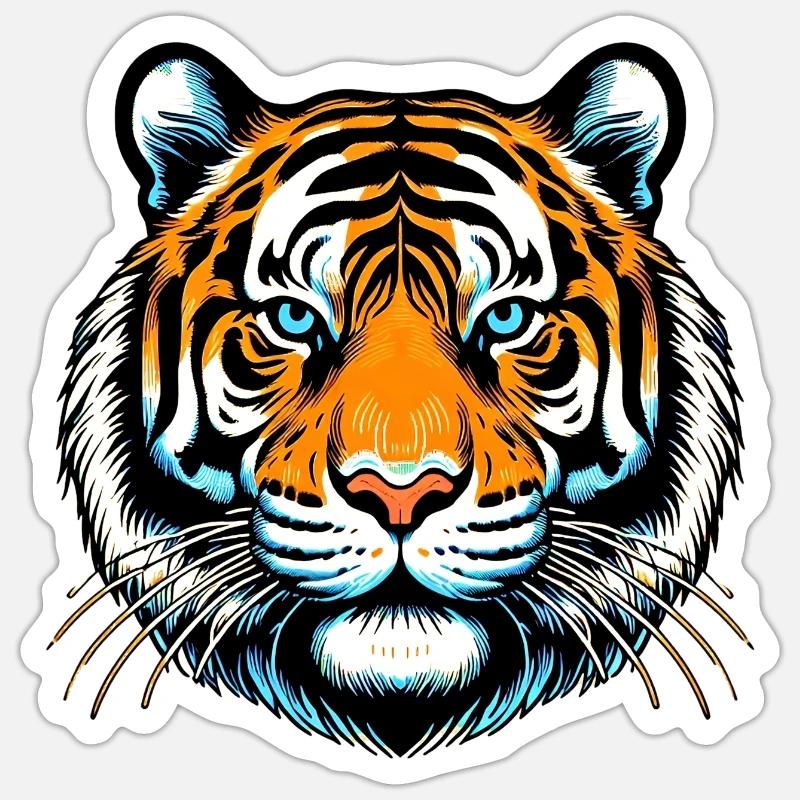 Tiger - Sticker size S (10 x 10 cm) - white matte