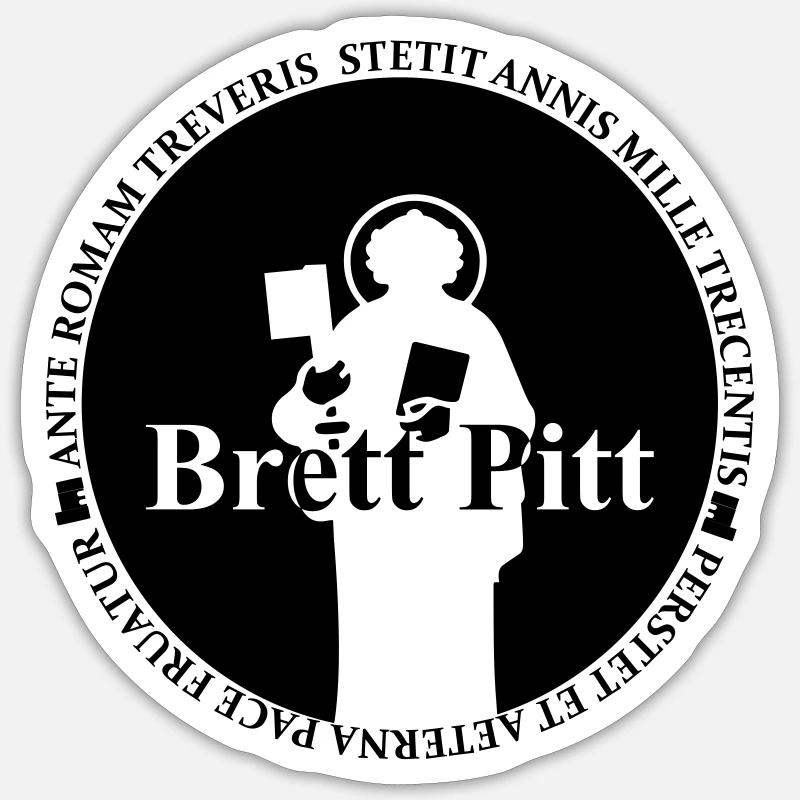 BrettPitt - Sticker Größe S (10 x 10 cm) - Mattweiß