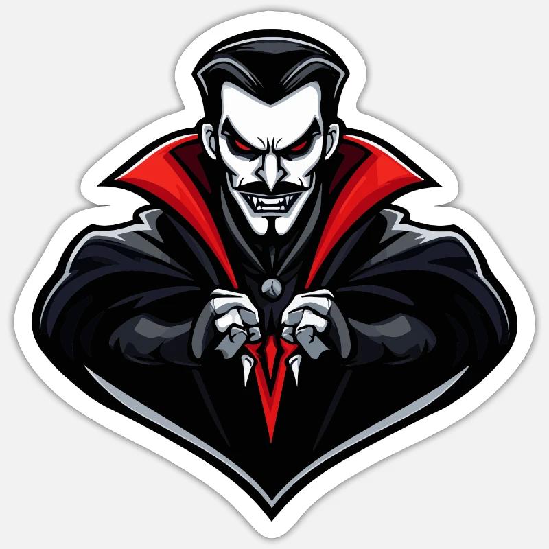 Bande dessinée vampire Halloween - Sticker taille S (10 x 10 cm) - blanc mat