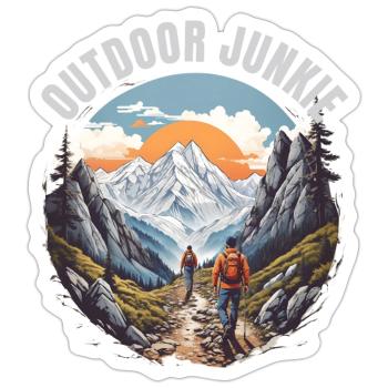 Outdoor Junkie - Sticker Größe S (10 x 10 cm) - Mattweiß - Vorne