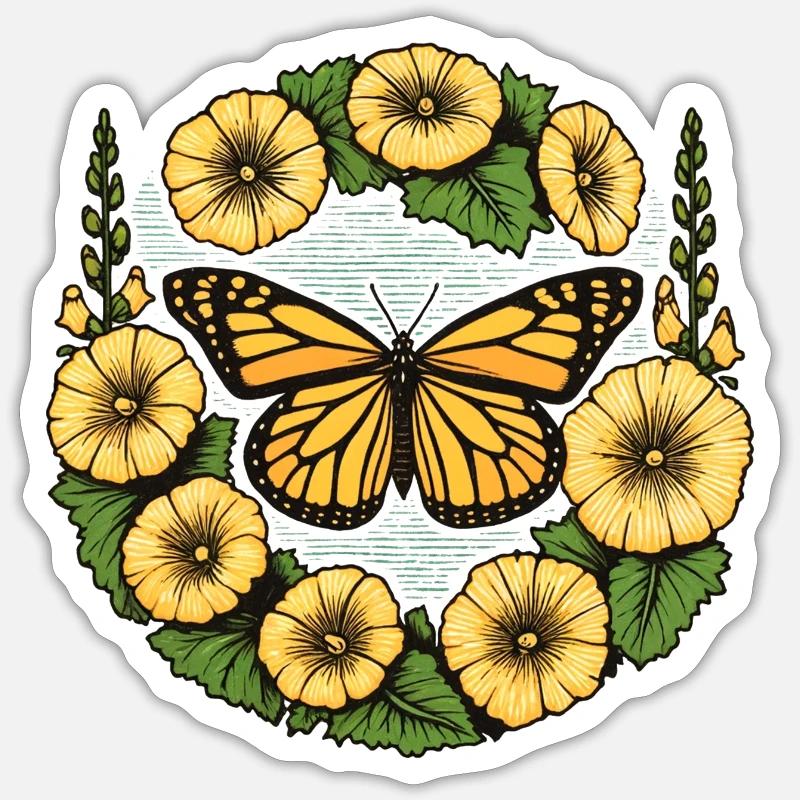 Papillon monarque - Sticker taille S (10 x 10 cm) - blanc mat