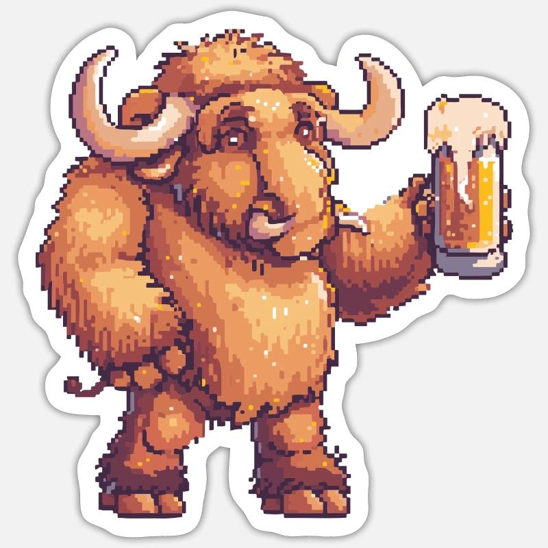 Mammut Bier Pixel - Sticker Größe S (10 x 10 cm) - Mattweiß