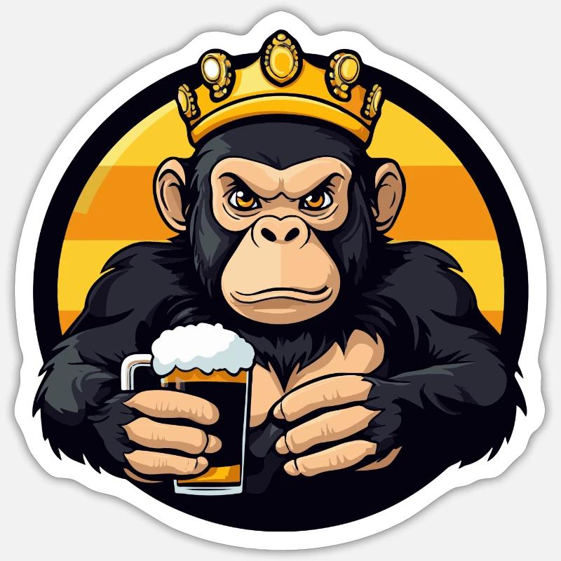 Affe Bier Comic Sticker Größe S (10 x 10 cm)