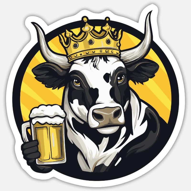 Kuh Bier Comic - Sticker Größe S (10 x 10 cm) - Mattweiß