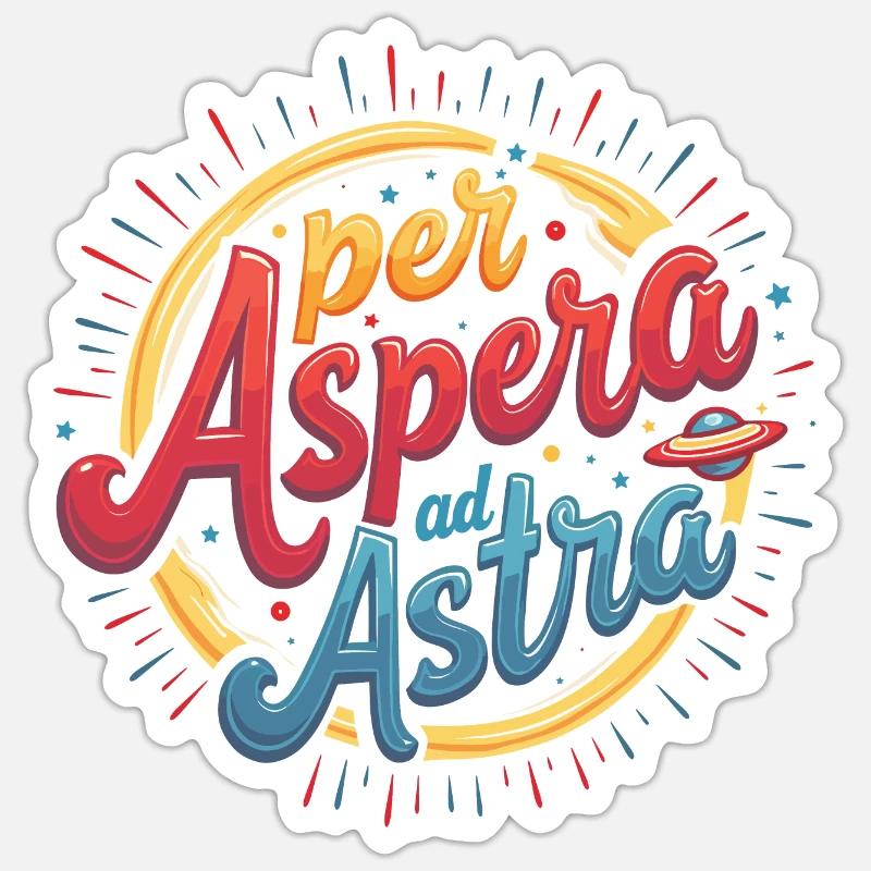 « Per Aspera ad Astra » - Style et détermination - Sticker taille S (10 x 10 cm) - blanc mat