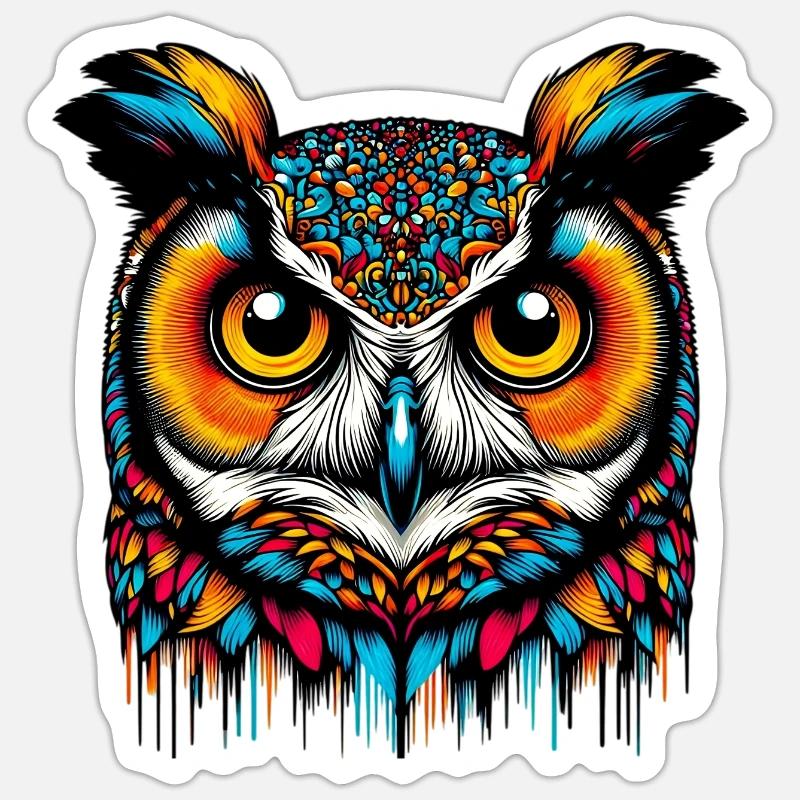 Owl - Sticker size S (10 x 10 cm) - white matte