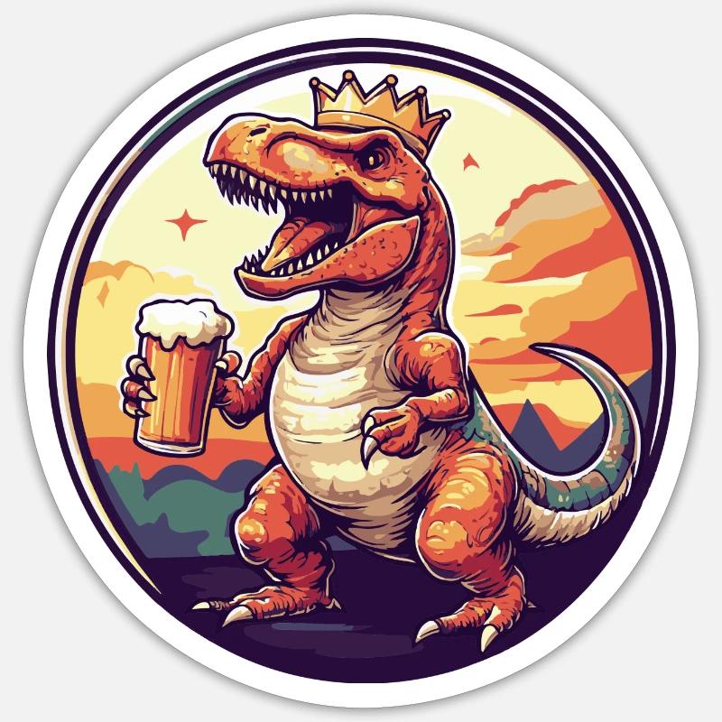 Dinosaurier T-Rex Bier Comic Sticker Größe S (10 x 10 cm)