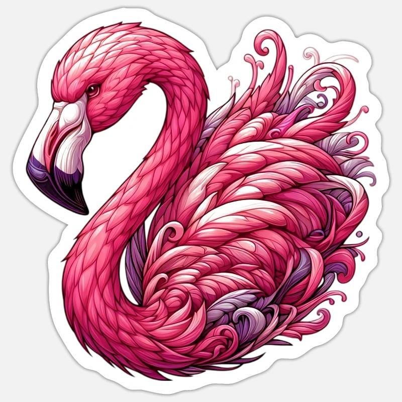 Flamant - Sticker taille S (10 x 10 cm) - blanc mat