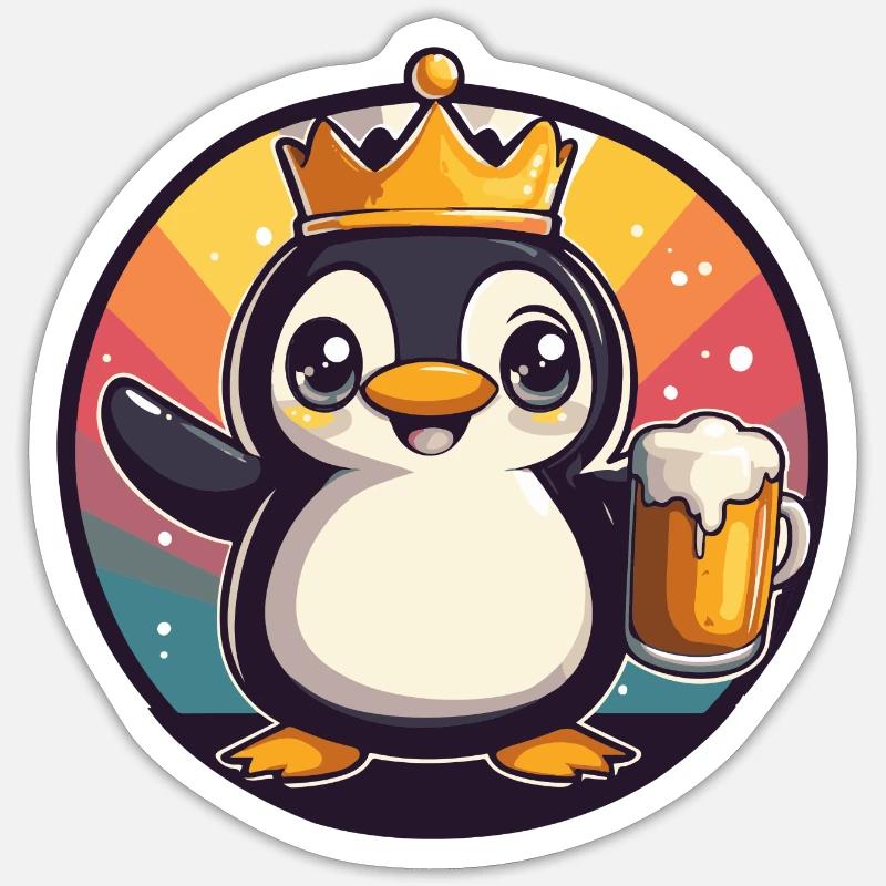 Pinguin Bier Comic - Sticker Größe S (10 x 10 cm) - Mattweiß