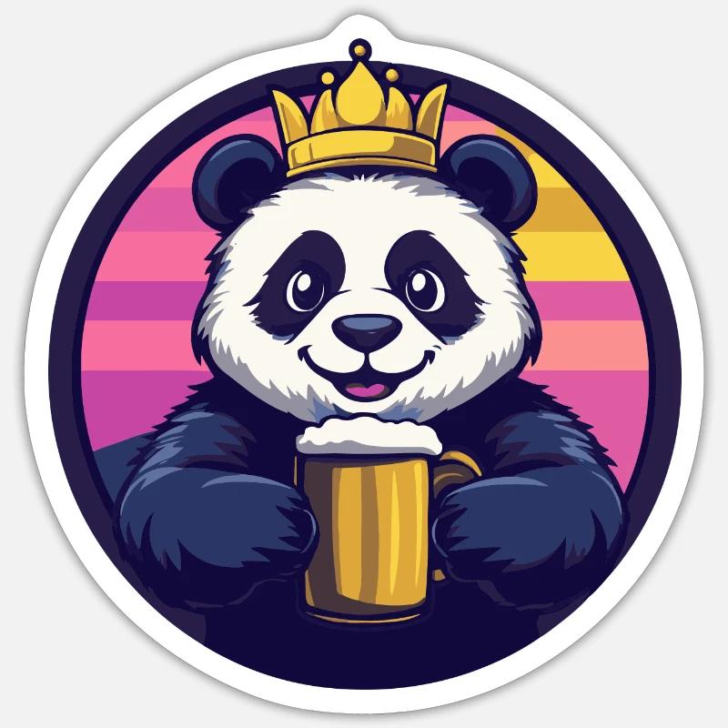 Panda Bier Comic - Sticker Größe S (10 x 10 cm) - Mattweiß