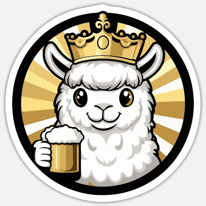 Alpaca Llama Beer Comic - Sticker size S (10 x 10 cm) - white matte