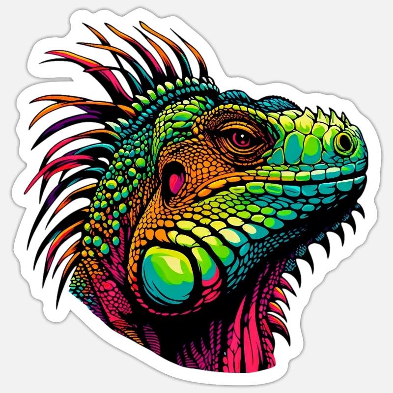 Iguane - Sticker taille S (10 x 10 cm) - blanc mat
