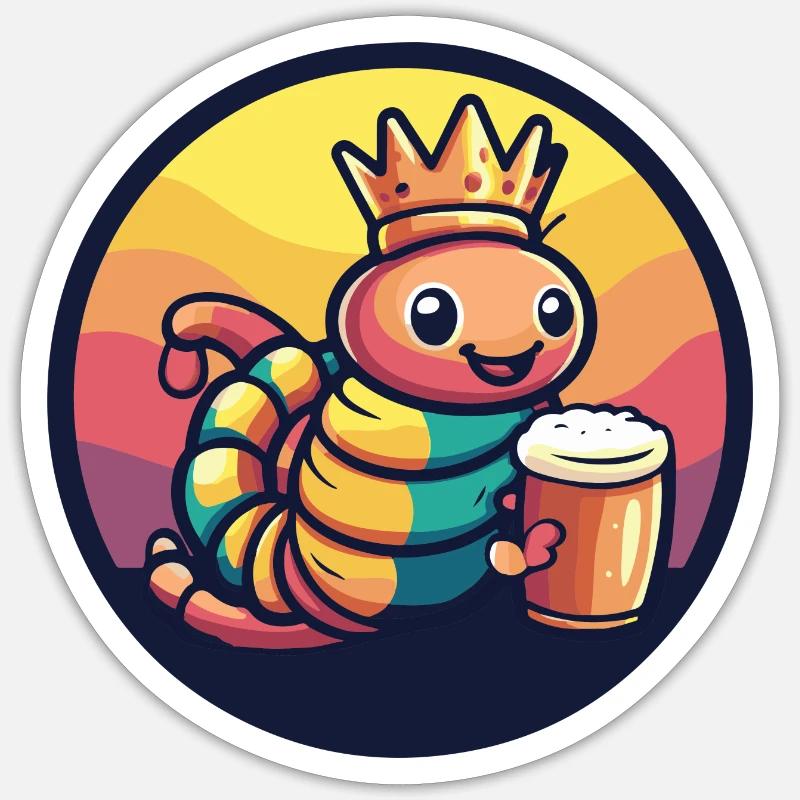 Wurm Bier Comic Sticker Größe S (10 x 10 cm)