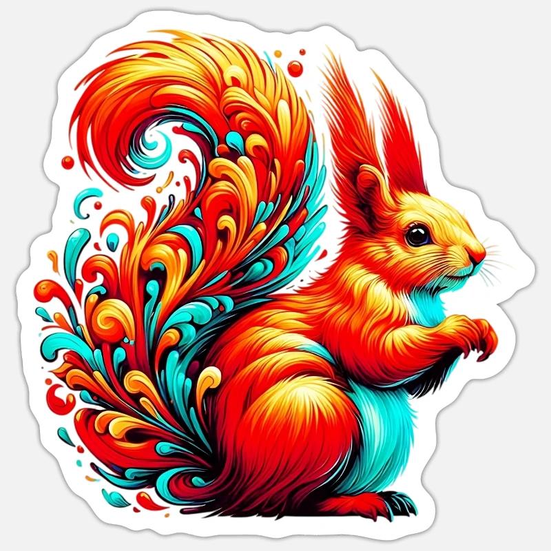 Eichhörnchen - Sticker Größe S (10 x 10 cm) - Mattweiß