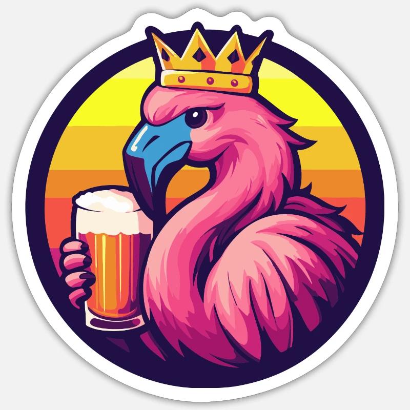 Flamingo Beer Comic - Sticker size S (10 x 10 cm) - white matte