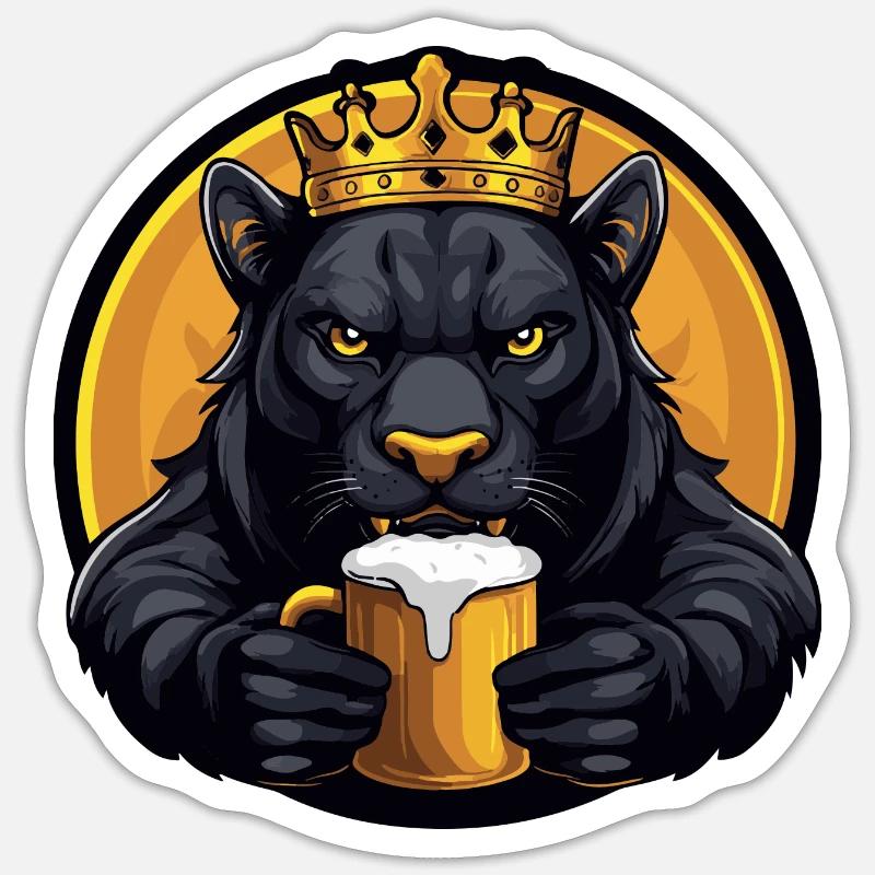 Panther Bier Comic - Sticker Größe S (10 x 10 cm) - Mattweiß