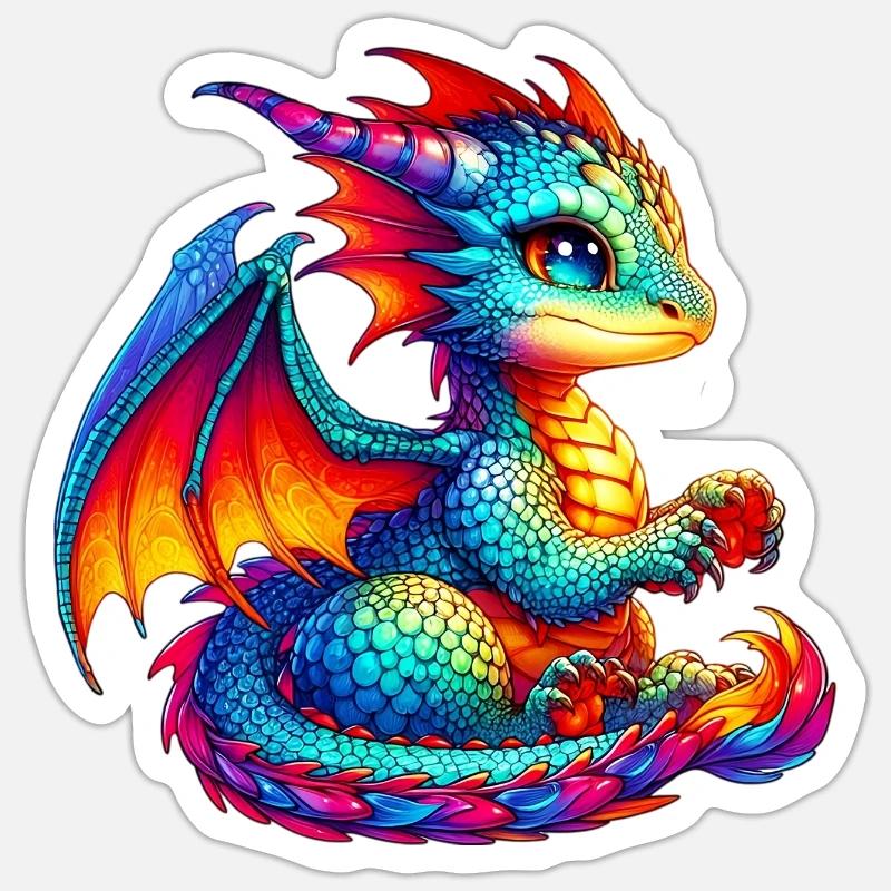 Drache - Sticker Größe S (10 x 10 cm) - Mattweiß