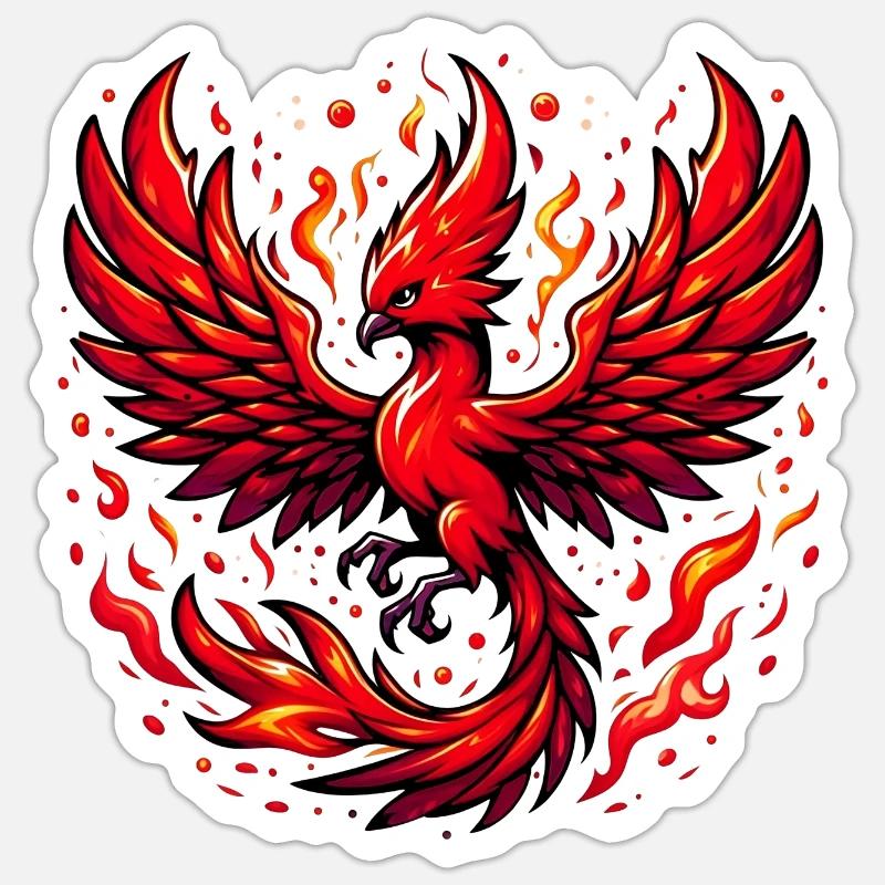 Red Phoenix - Sticker size S (10 x 10 cm) - white matte