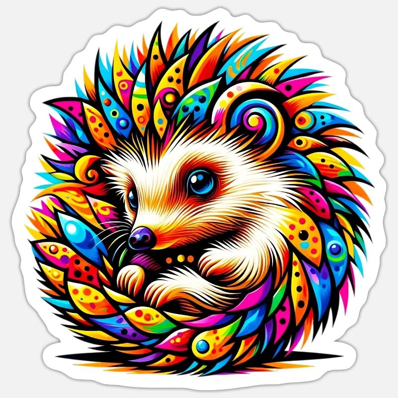 Hérisson - Sticker taille S (10 x 10 cm) - blanc mat