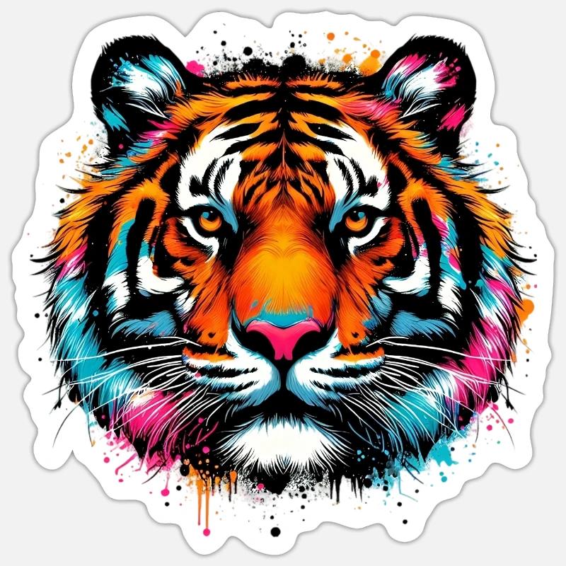 Tiger - Sticker Größe S (10 x 10 cm) - Mattweiß