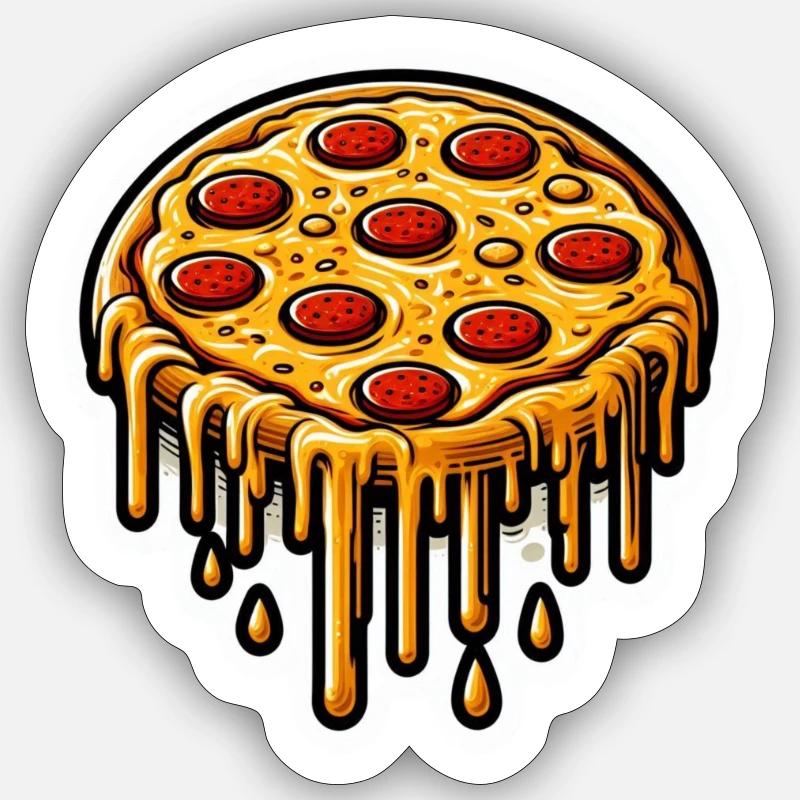 Pizza 2 - Sticker Größe S (10 x 10 cm) - Mattweiß