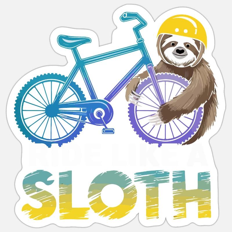 Sloth Biker with Helmet - Sticker size S (10 x 10 cm) - white matte