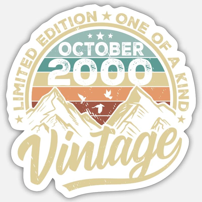 Octobre 2000 Anniversaire 2000 Né Octobre 2000 - Sticker taille S (10 x 10 cm) - blanc mat