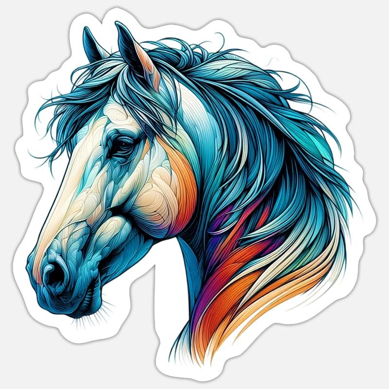 Cheval - Sticker taille S (10 x 10 cm) - blanc mat