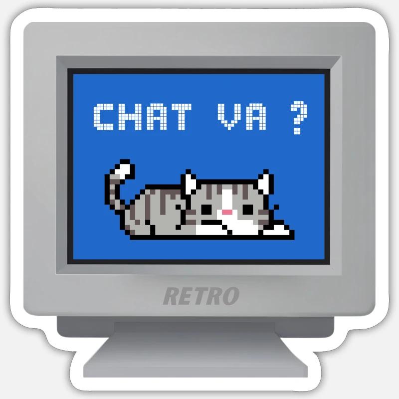 CRT - Chat va ? - Sticker taille S (10 x 10 cm) - blanc mat