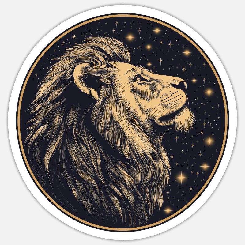 Löwe mit Sternenhimmel - Sticker Größe S (10 x 10 cm) - Mattweiß